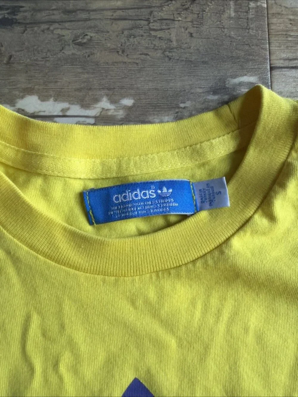 VTG ADIDAS Torsion Cross Road Graphic Print Tee Yellow & Blue Men’s Small